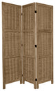5 1/2' Tall Bamboo Matchstick Woven Room Divider, Burnt Gray, 3 Panel
