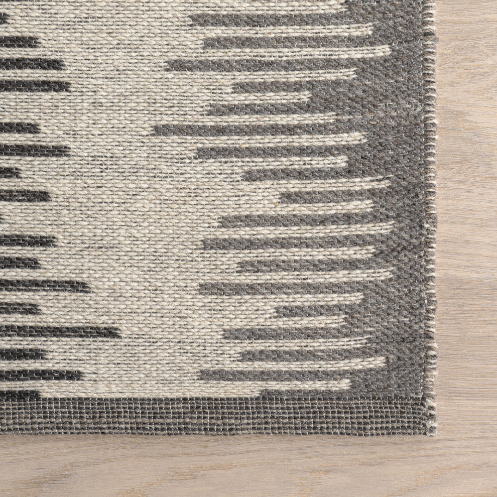 Memento Abstract Reversible Wool Area Rug, Charcoal 8' x 10'