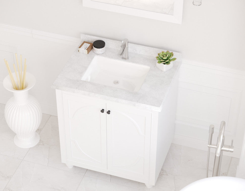30" - White Cabinet + White Carrara Countertop