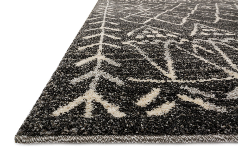 Easy Care, Stain/Fade Resistant Emory Area Rug, Black and Ivory, 2'5"x7'7"