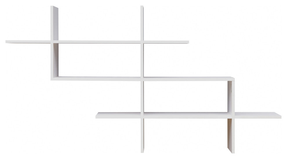 Danya B. 3-Tier Modern Ladder Cantilever Cubby Accent Wall Shelf, White