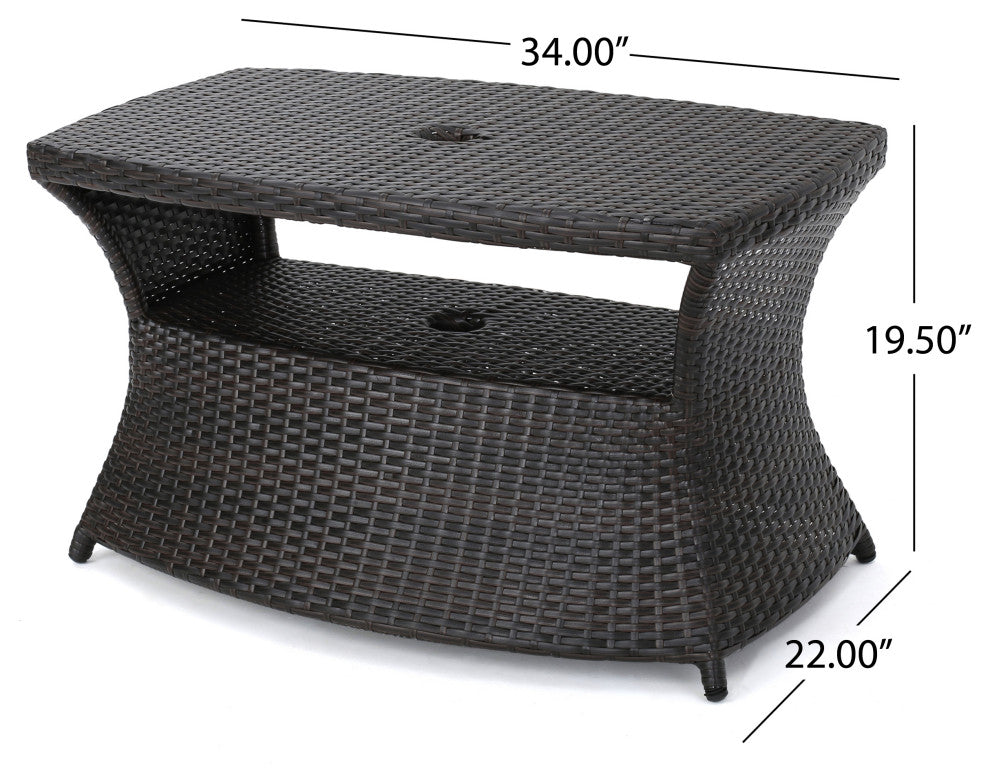 GDF Studio 3-Piece Placerita Outdoor MutliWicker Chaise Lounge with Table Set