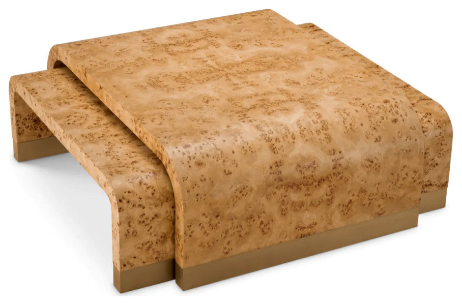 Mappa Burl Coffee Table Set, 3, Eichholtz Quinton