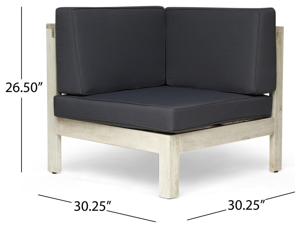 Ansel Outdoor Acacia Wood 5 Seater Sectional Sofa Set With Cushions