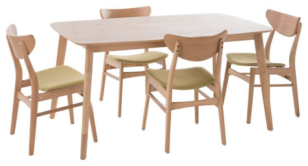 GDF Studio 5-Piece Camilla Natural Oak Finish 60" Rectangular Dining Set