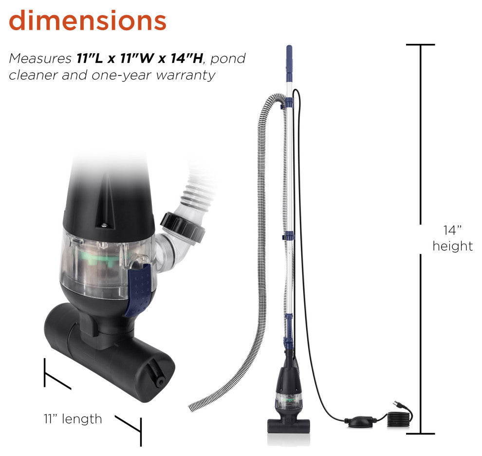 Traditional Pond Vacuum with Adjustable Telescopic Handle and 2 Brush Heads