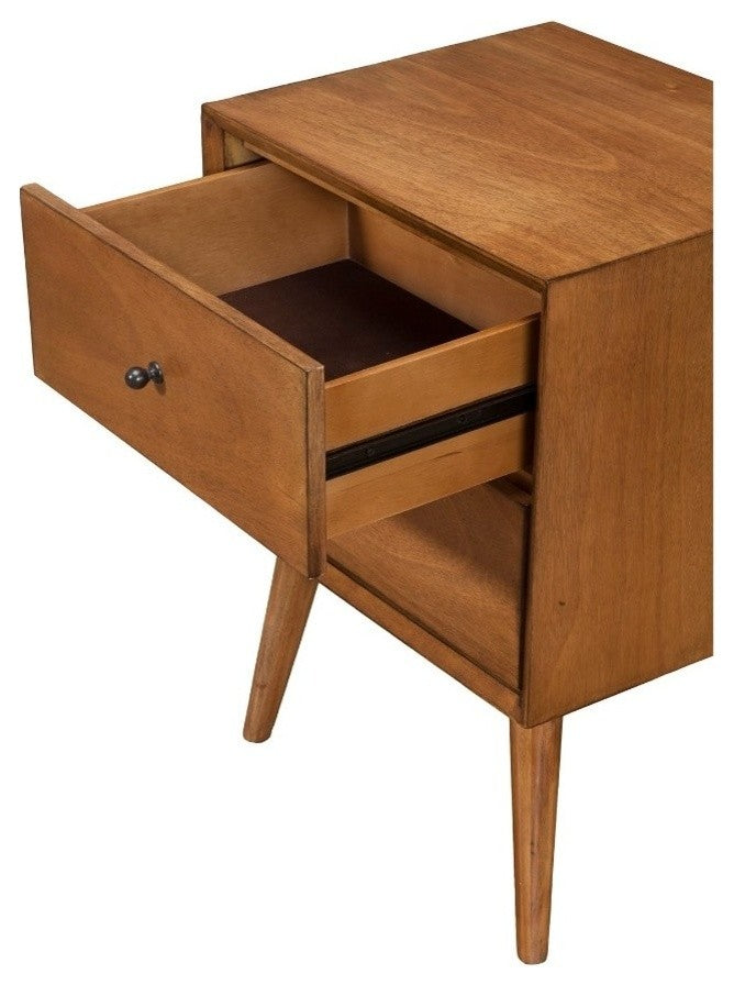 Mid Century Mahogany Wood Nightstand, Acron