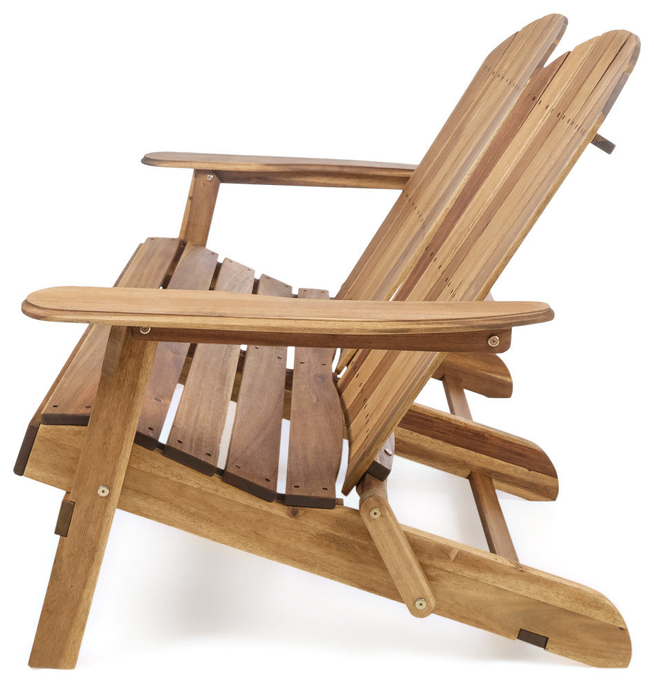 GDF Studio Vivian Outdoor Acacia Wood Adirondack Loveseat, Natural Stained