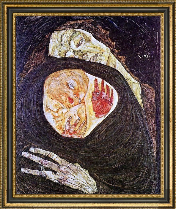Egon Schiele Dead Mother - 20" x 25" Framed Premium Canvas Print