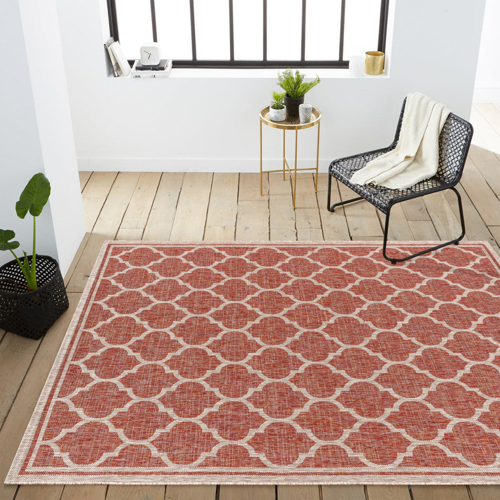 Trebol Moroccan Trellis Textured Weave Indoor/Outdoor Area Rug