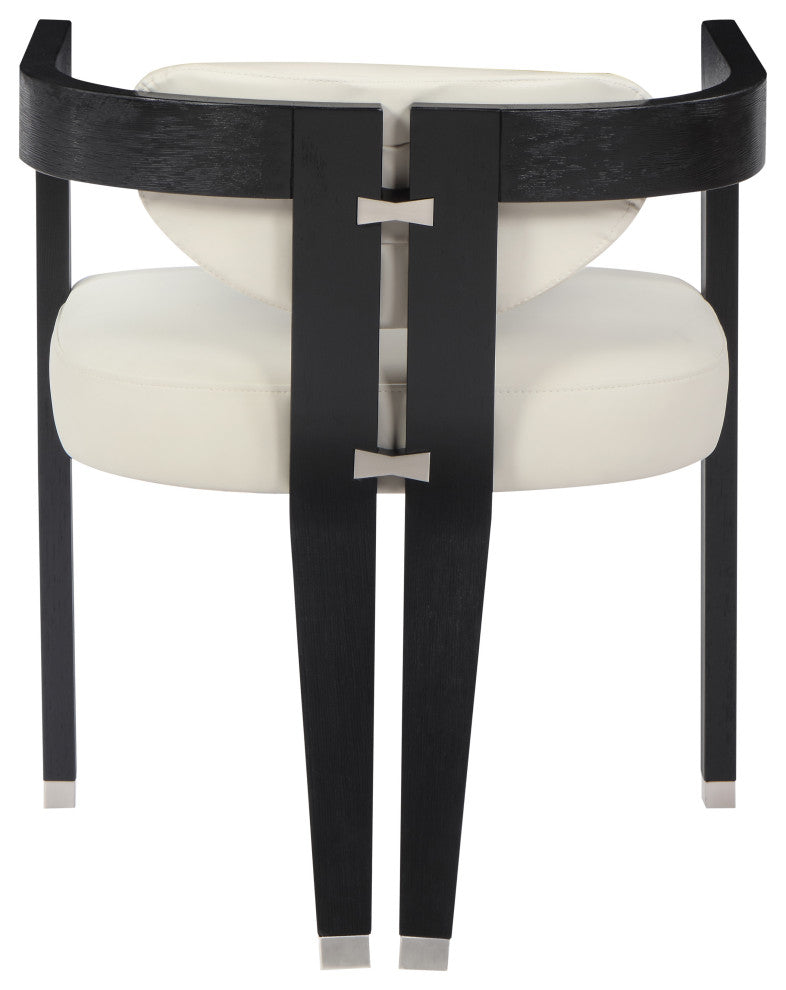 Carlyle Faux Leather Upholstered Dining Chair, Cream, Black Finish