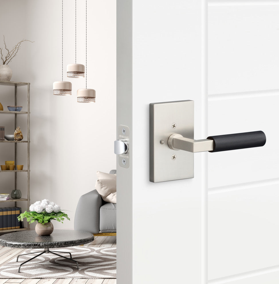 Levanto Privacy Rosette, Nickel, Knurled Grip in Flat Black