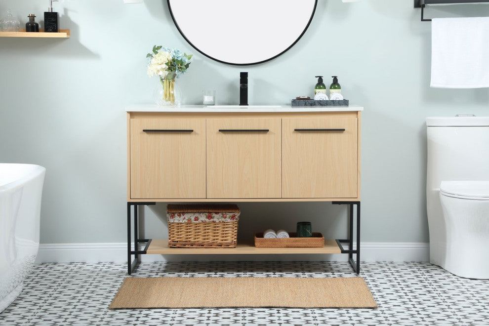 Sue 48" Single Bathroom Vanity, Maple
