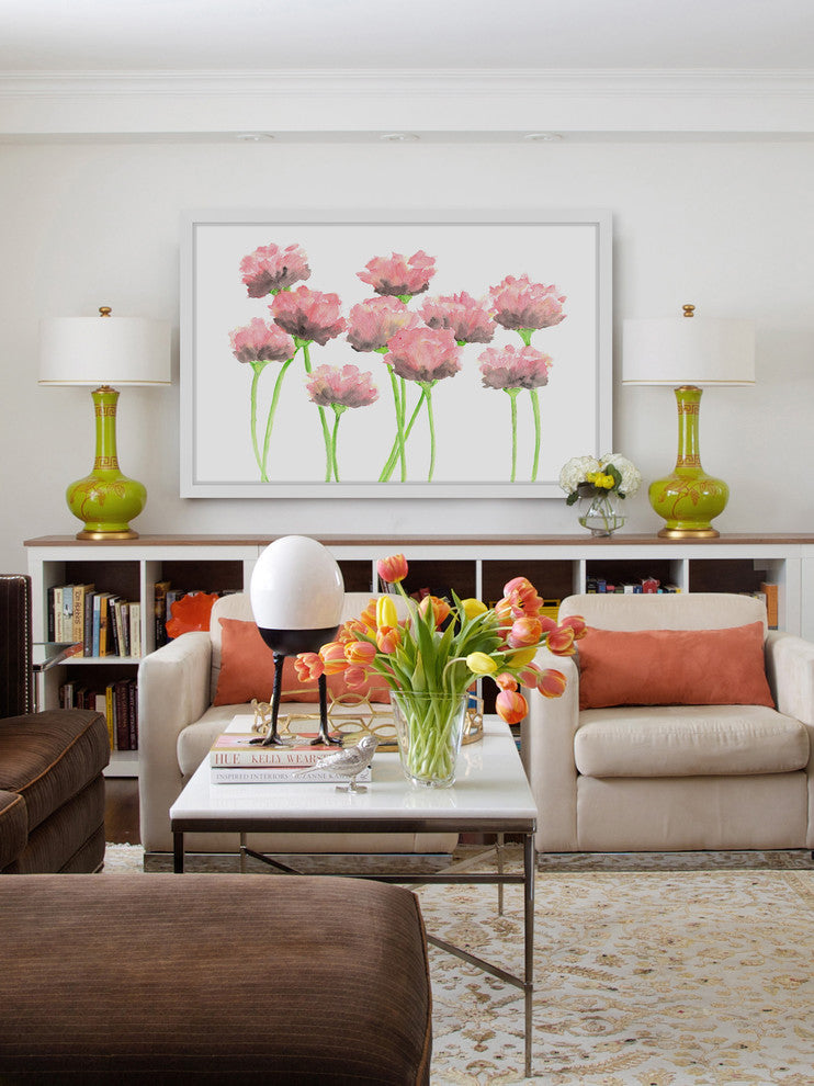 Marmont Hill, "Pink Poppies" by Thimble Sparrow Framed Painting Print, 18x12