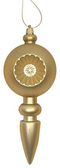 Retro Reflector Shatterproof Christmas Finial Ornaments, Set of 4, Matte Gold