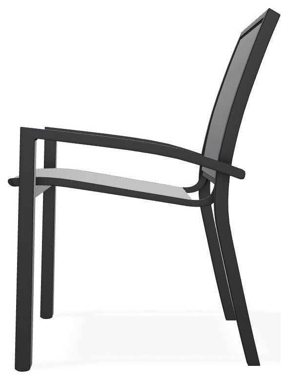 Kendall Sling Stackable Outdoor Dining Chair, Augustine Pewter/Black