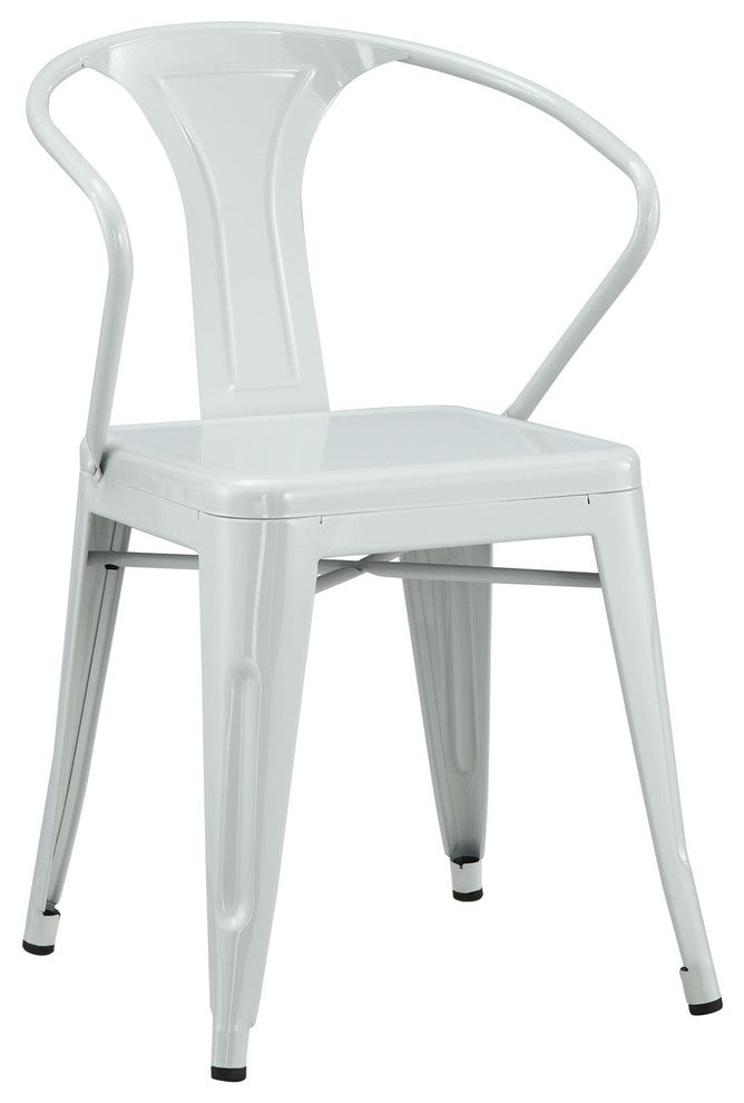 Modern Contemporary Kitchen Metal Dining Armchair Gray, Outdoor and Indoor