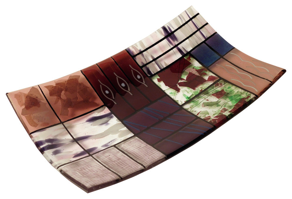A decorative fused glass plate "A Gentle Color Mix" - Purple
