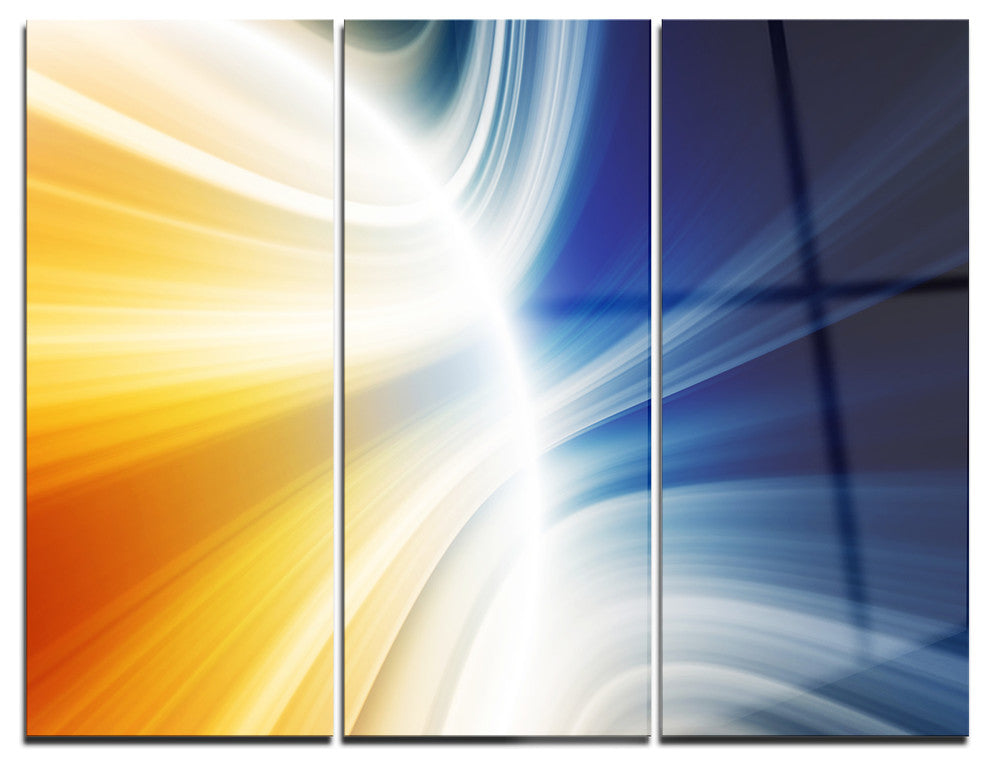 "Glowing Abstract Lines" Digital Metal Wall Art, 3 Panels, 36"x28"
