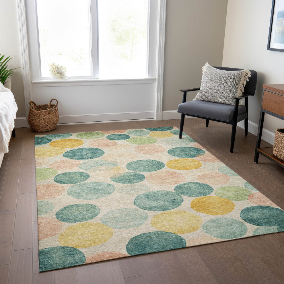 Machine Washable Indoor/Outdoor Chantille ACN1898 Teal 9' x 12' Rug