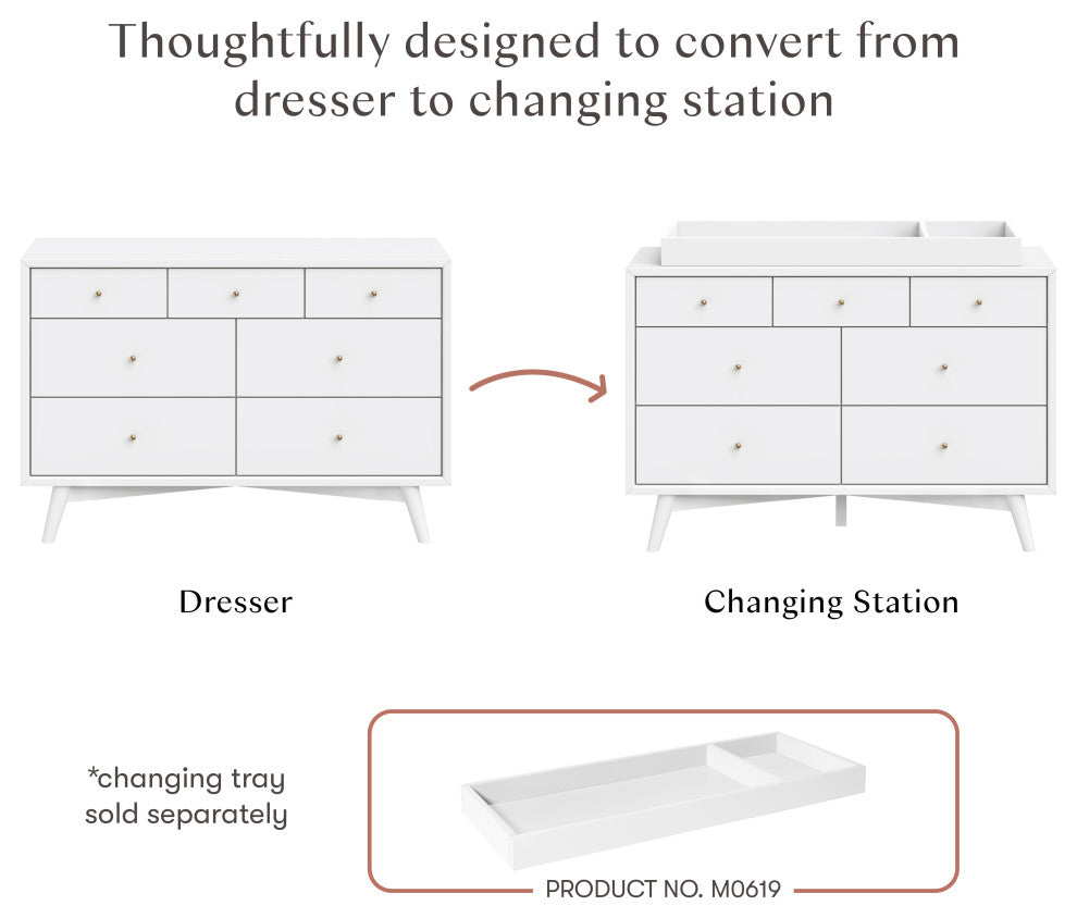 Palma 7-Drawer Assembled Double Dresser, White