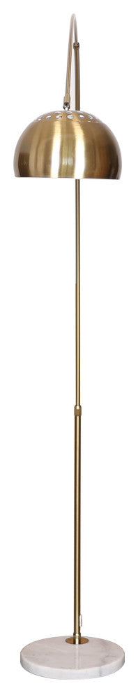 Leisuremod Arco Floor Lamp With White Marble Base and Metal Lamp Shade, Gold