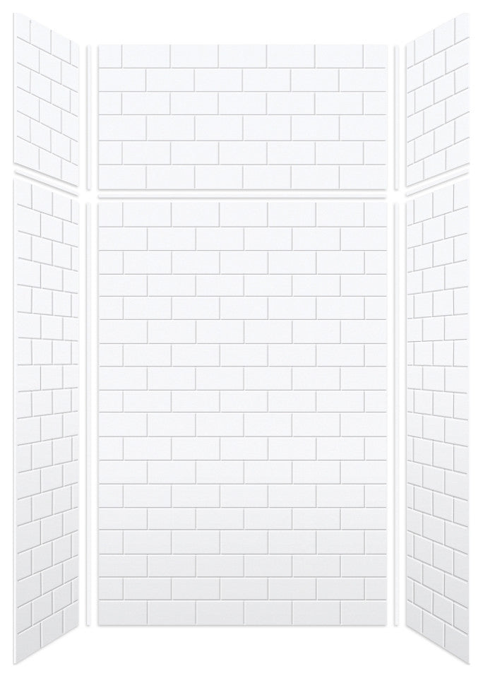 Transolid SaraMar 48"x36"x96" 6-Piece Shower Wall Kit with Extension, White