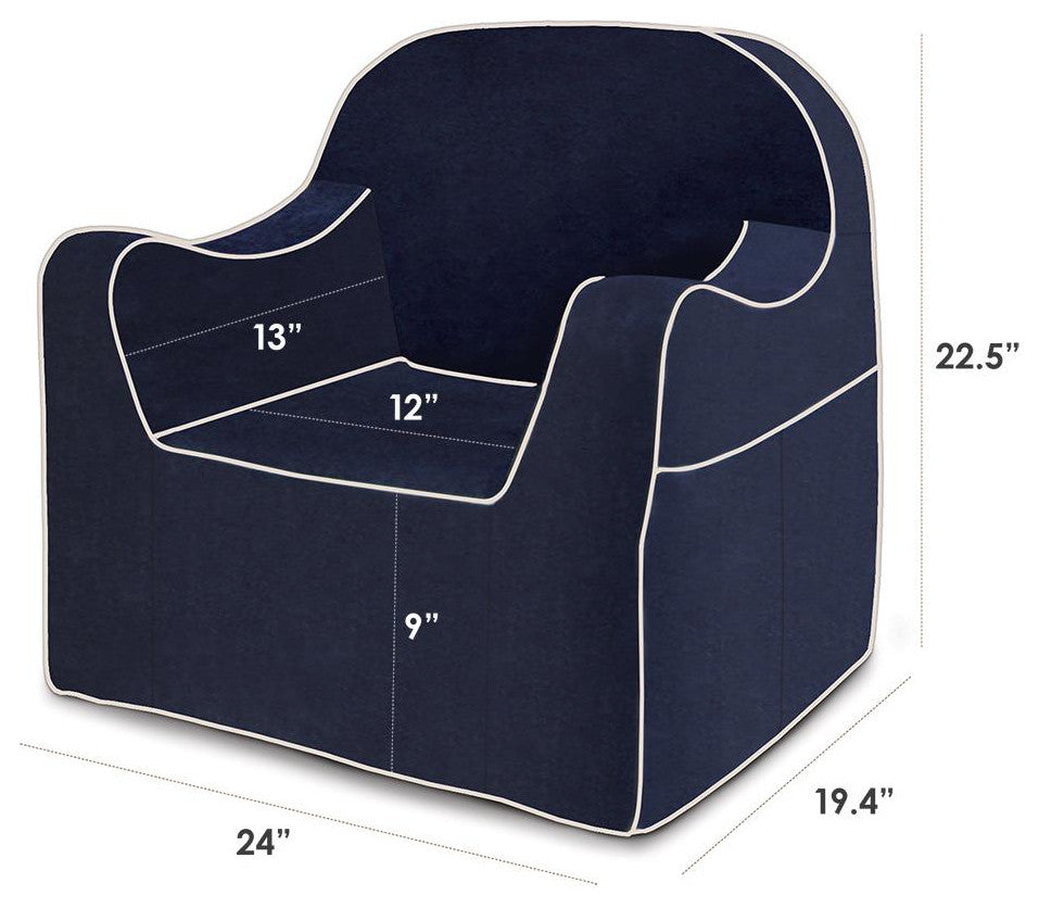 P'kolino Reader Chair Navy Blue with white piping