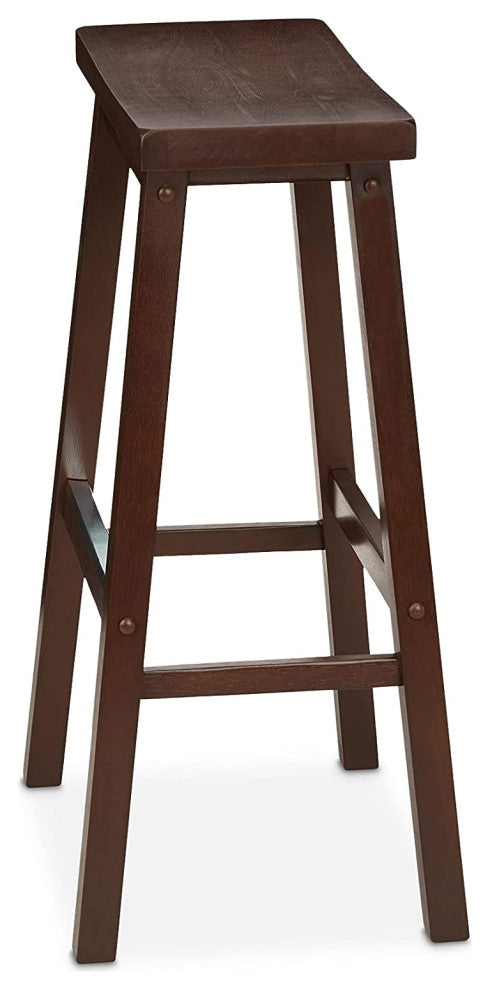 Solid Wood Saddle-Seat Kitchen Counter Barstool, 29-Inch Height(Set of 2)