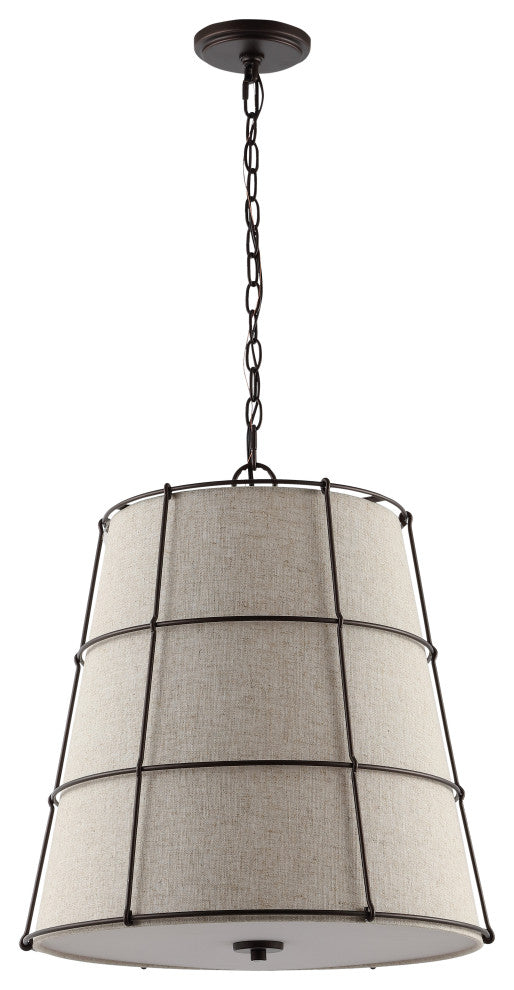 Silas 19" 3-Light Rustic Farmhouse Iron LED Pendant, Oil Rubbed Bronze