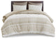 INK+IVY Mila 3 Piece Cotton Comforter Set With Chenille Tufting, Taupe