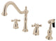 Kingston Brass Widespread Kitchen Faucet With Brass Sprayer, Polished Nickel