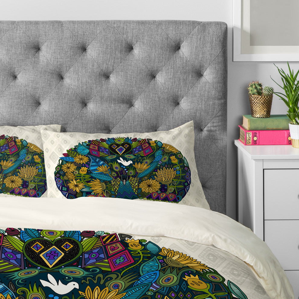 Deny Designs Sharon Turner Peacock Garden Pillowcase