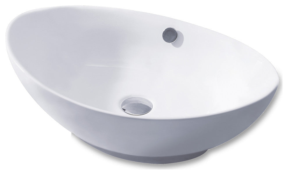 Luxier CS-004 Oval Bathroom Ceramic Vessel Sink Art Basin, White