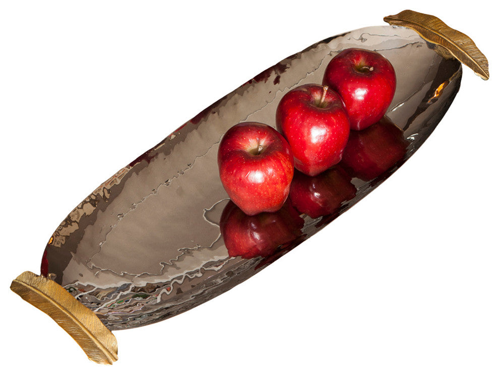 Nickel and Brass Oval Accent Dish