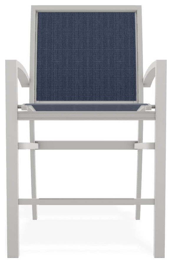 Kendall Sling Balcony Height Stackable Outdoor Stool, Mavi/Snow