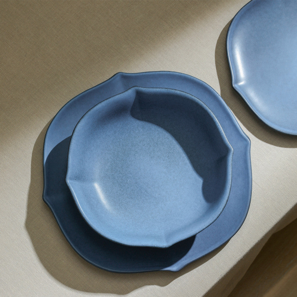 Stone Lain Baskerville Stoneware 24-Piece Dinnerware Set, Blue