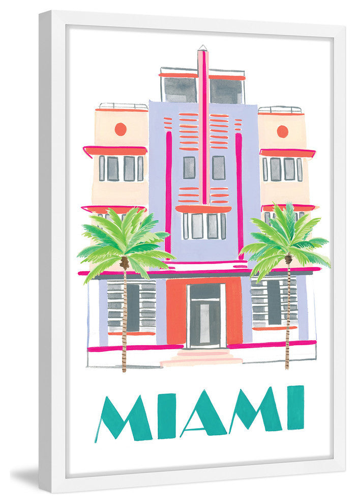 "Miami Art Deco" Framed Painting Print, 12x18