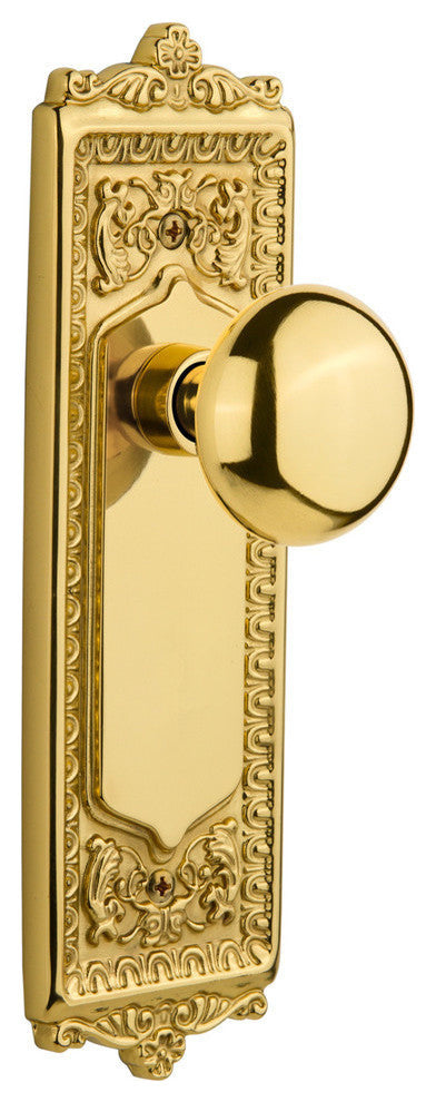 Single Egg and Dart Plate With New York Knob, Unlacquered Brass