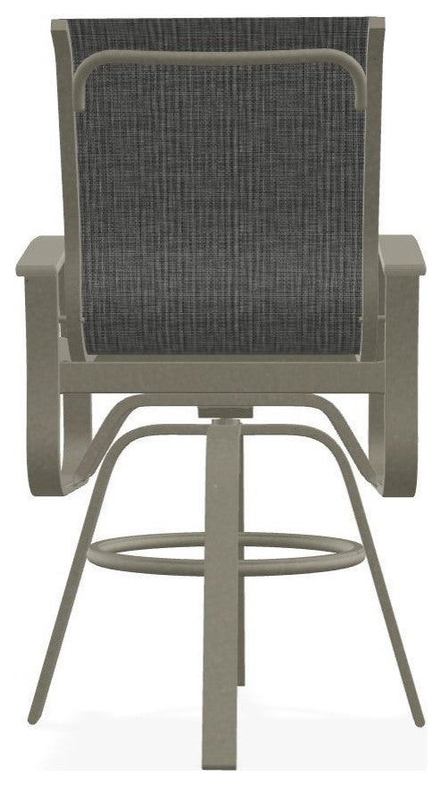 Belle Isle Sling Bar Height Outdoor Swivel Armchair, Anchor/Storm