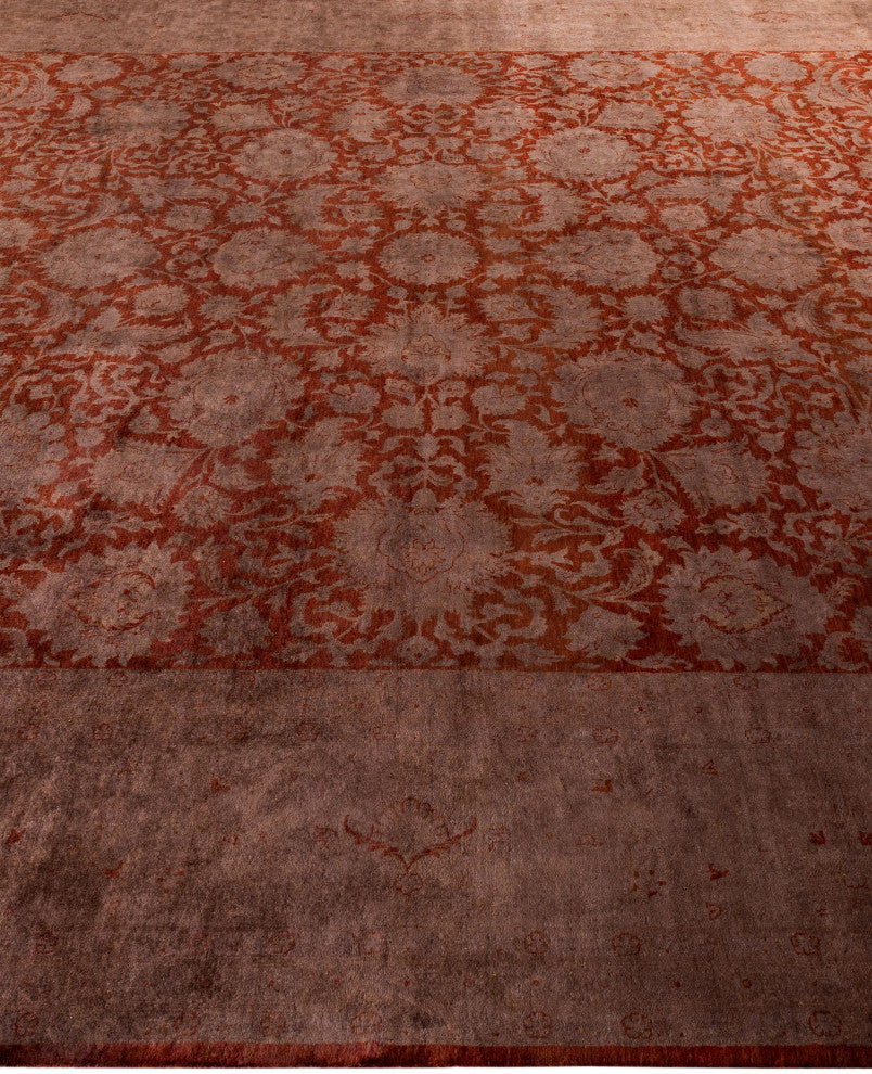 Overdyed One-of-a-Kind Hand-Knotted Area Rug Red, 10' 1" x 14' 1"