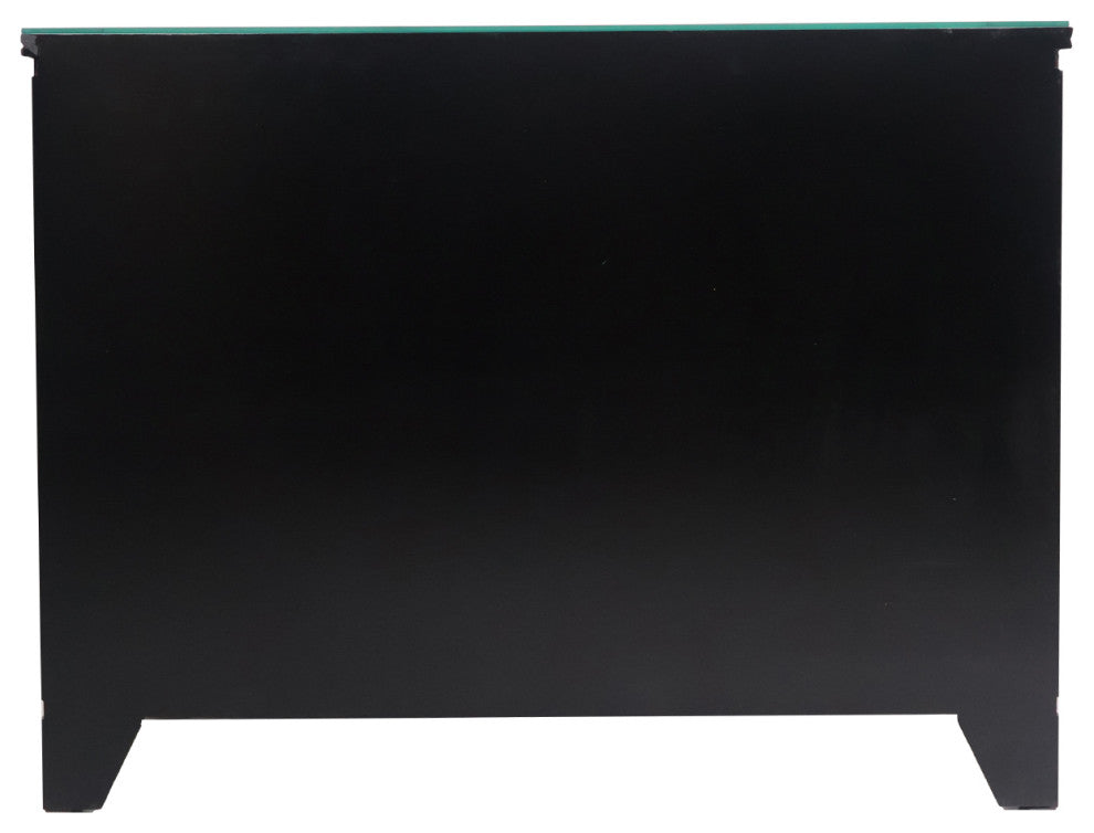 Shiny Black and Pearl Inlaid Oriental Dresser With 4 Drawers