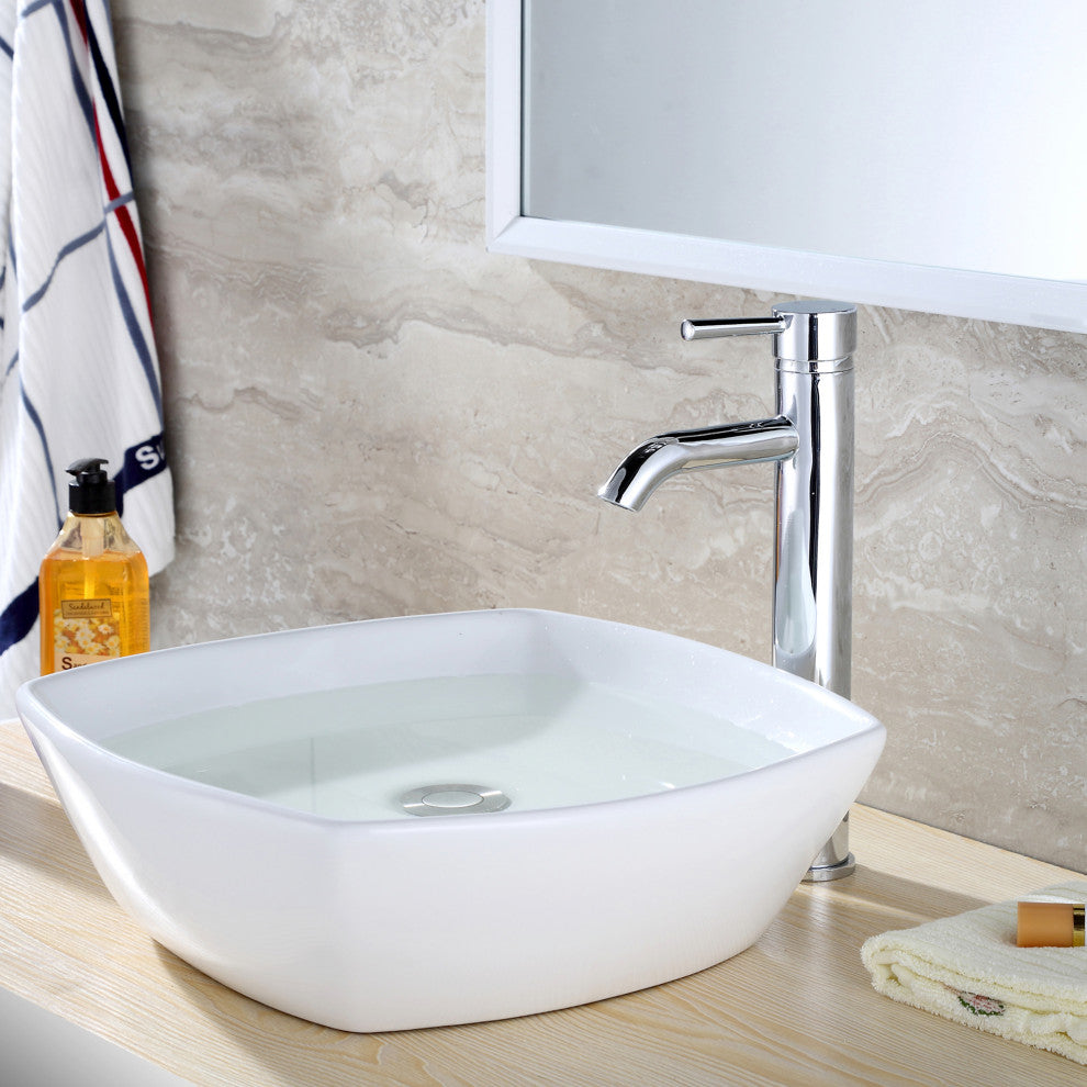 Luxier BSH03-T Single Hole Vessel Bathroom Faucet with Drain, Chrome