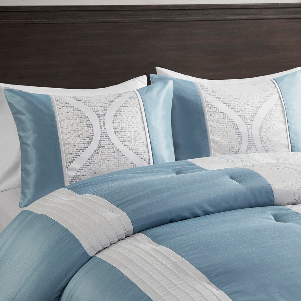 Madison Park Lori 6 Piece Jacquard Comforter Set With Throw Pillows