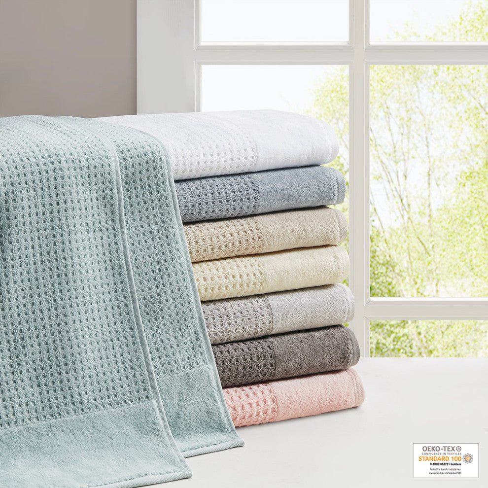 Madison Park Spa Waffle Cotton Waffle Antimicrobial Bath Towel 6 Piece Set