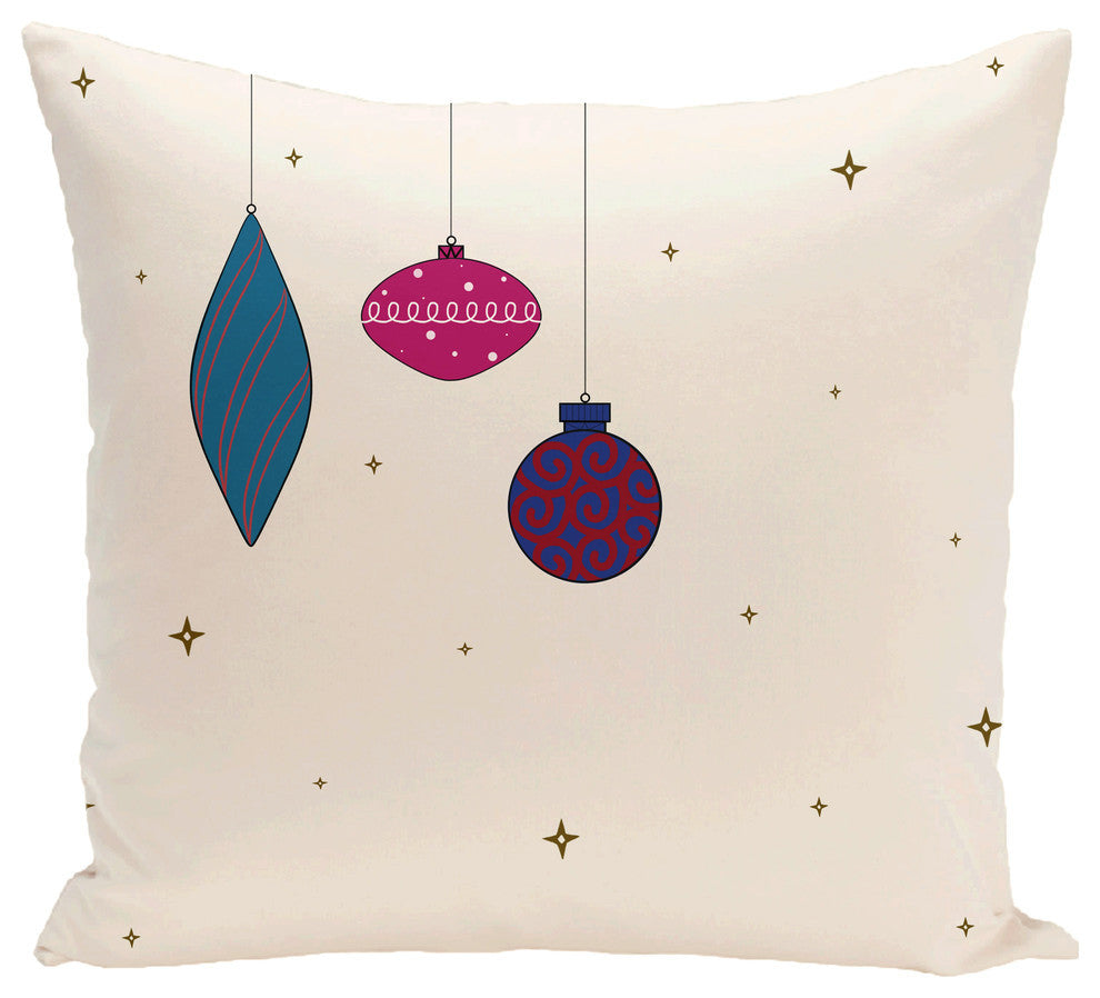 Light Bright, Decorative Holiday Print Pillow, Ivory And Cream, 16"x16"