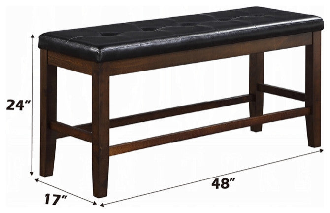 Acme Urbana Counter Height Bench, Black PU and Espresso