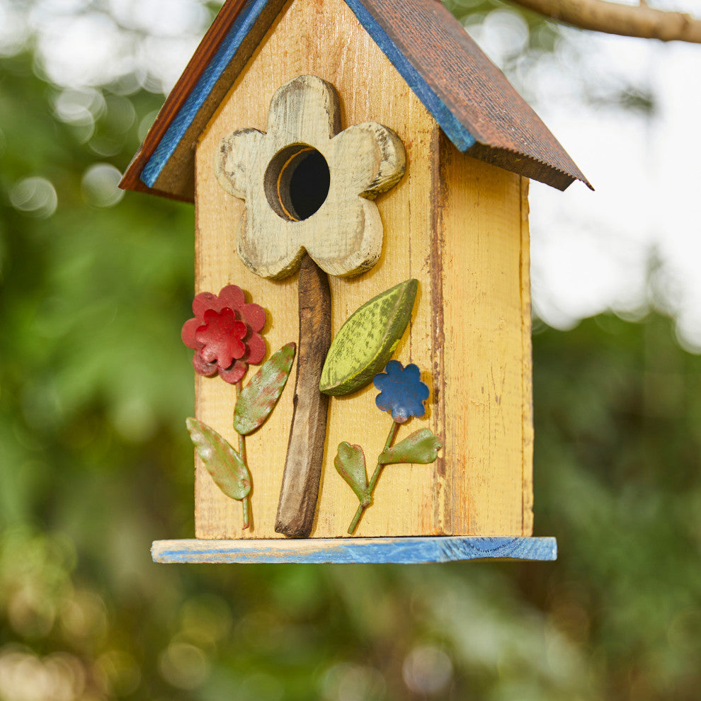 Decorative Wooden Rustic Multi-Functional Hanging Hand-Painted Birdhouse