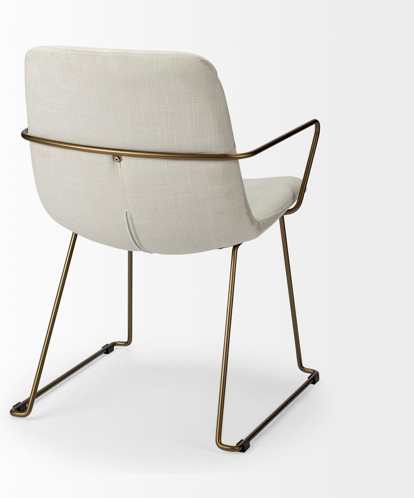 Sawyer Beige Fabric Wrap Seat With Gold Metal Frame Dining Chair