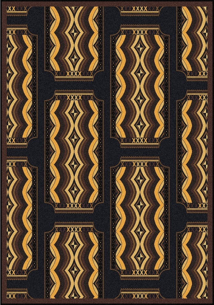 Any Day Matinee Rug, Deco Ticket, Brown, 3'10"x5'4"